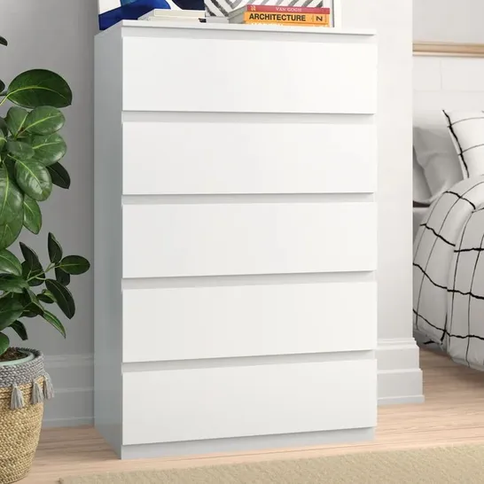 BOXED CUNHA DENVER 5 DRAWER 70CM WIDE CHEST WHITE (2 OF 2 BOXES) 