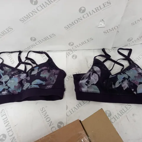 LOT OF 2 SKETCHERS INK LEAF STRAPPY BRAS IN MEDIUM