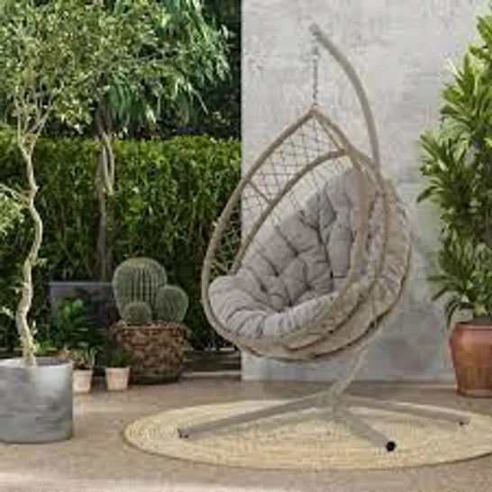 MY GARDEN STORIES OSLO COLLAPSIBLE COCOON EGG CHAIR - NATURAL 