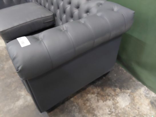 DESIGNER THREE SEATER CHESTERFIELD SOFA CHARCOAL LEATHER