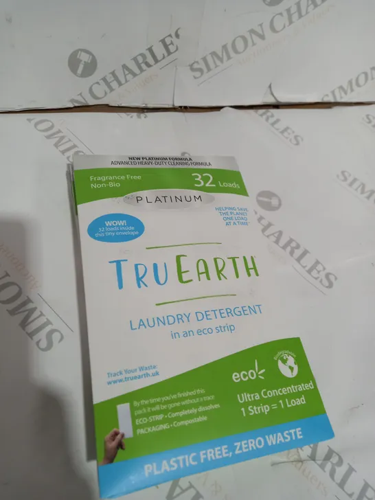 4 X TRU EARTH ECO-STRIPS LAUNDRY DETERGENT STRIPS 32 LOADS. ECO-FRIENDLY, PLASTIC FREE PACKAGING