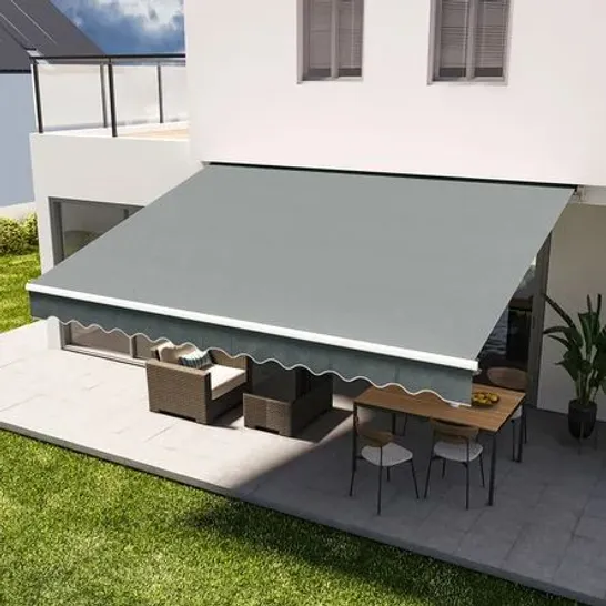 BOXED AARONJOSHUA 2.5m X W X 2m D RETRACTABLE PATIO AWNING - GREY (1 BOX)