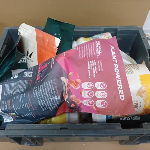 BOXED LOT OF ASSORTED FOOD ITEMS TO INCLUDE PROTEIN CEREAL AND COFFEE
