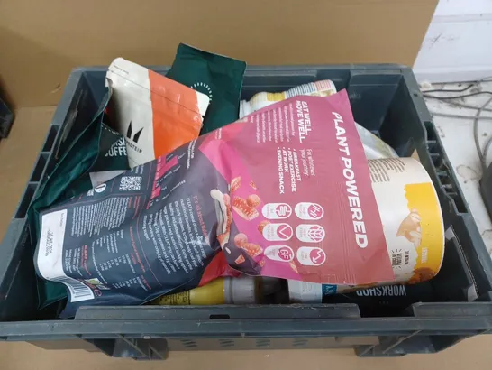 BOXED LOT OF ASSORTED FOOD ITEMS TO INCLUDE PROTEIN CEREAL AND COFFEE