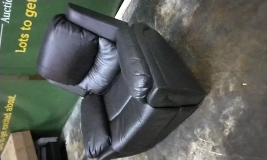 DESIGNER BLACK LEATHER MANUAL RECLINER ARMCHAIR 