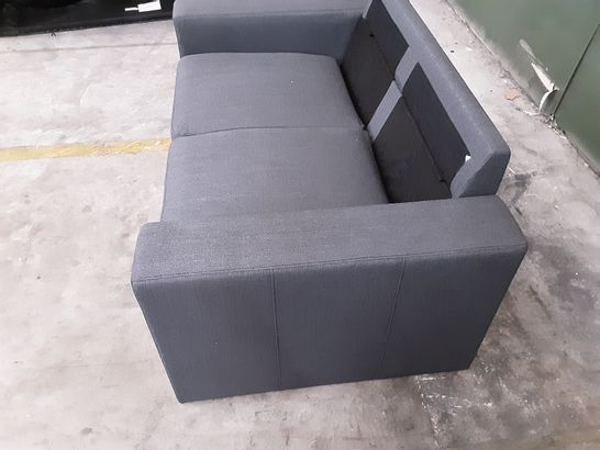 DESIGNER GREY FABRIC 2-SEATER SOFA - MISSING BACK CUSHIONS