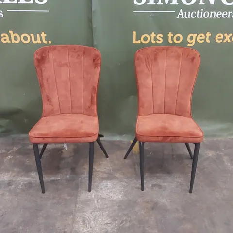 SET OF 2 DESIGNER VELVET UPHOLSTERED DINING CHAIRS - COPPER