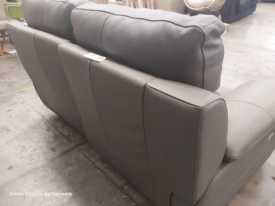 QUALITY ITALIAN DESIGNER POWER RECLINING TWO SEATER SOFA GREY ANTHRACITE LEATHER 