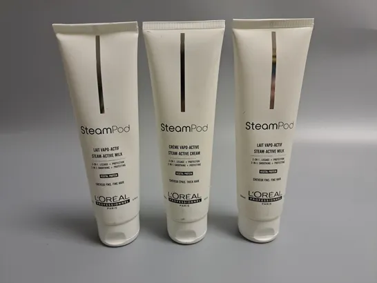 LOT OF 3 LOREAL STEAMPOD 150ML STEAM ACTIVE MILKS 