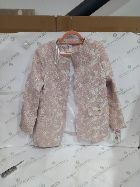 HELENE BERMAN PINK JACQUARD JACKET SIZE 18