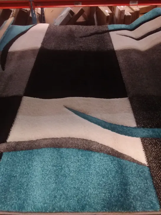 ZANIYAH TURQUOISE BLACK GREY RUG - 120 X 170CM 