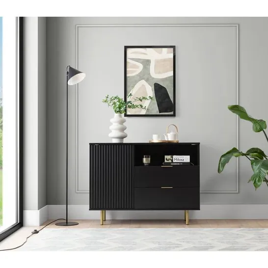 BOXED AURTHUR 107CM SIDEBOARD - MATT BLACK (2 BOXES)