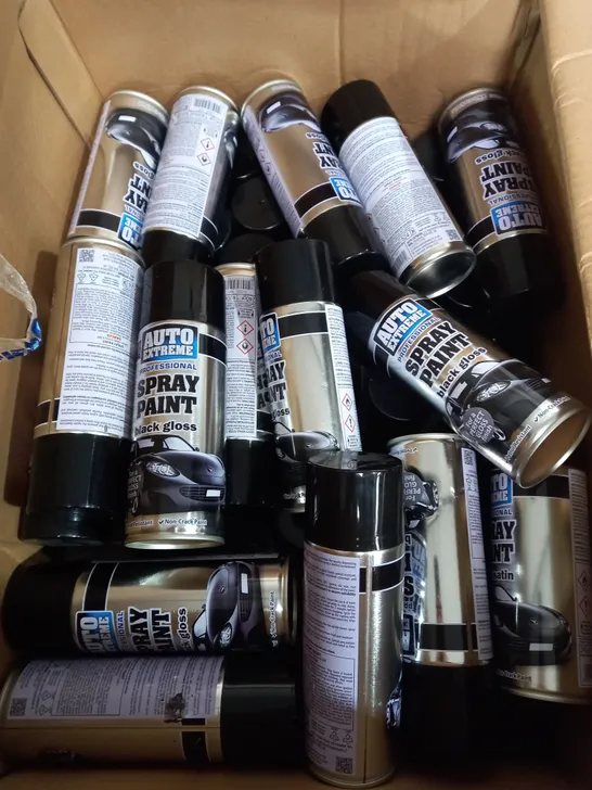 BOX OF APPROX 30 AUTO EXTREME SPRAY PAINT BLACK GLOSS 