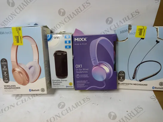 LOT OF APPROX 15 ASSORTED ELECTRICAL ITEMS TO INCLUDE HEADPHONES, BLUETOOTH NECKBAND, PORTABLE BLUETOOTH SPEAKER, ETC