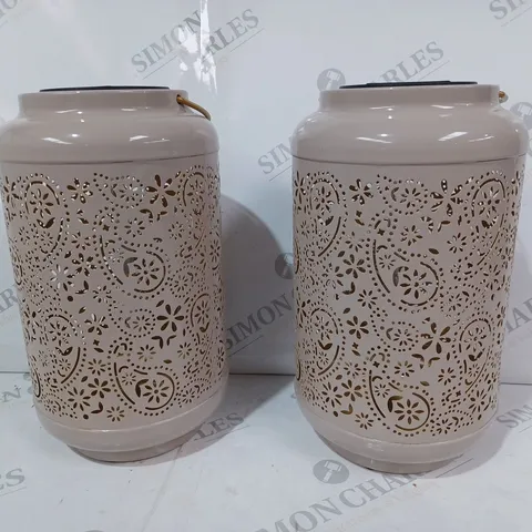 GARDEN REFLECTIONS SET OF 2 PATTERNED SOLAR LANTERNS, PAISLEY