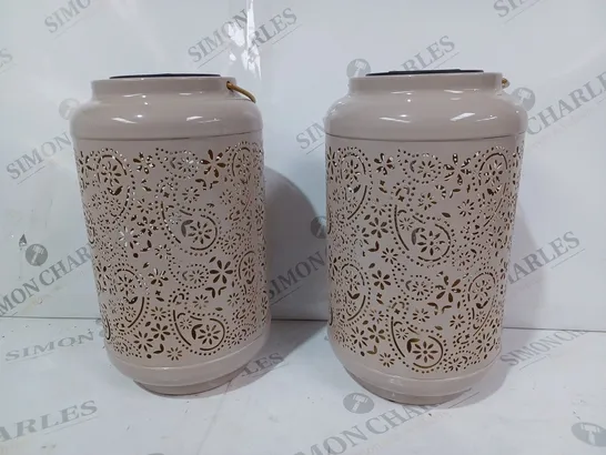 GARDEN REFLECTIONS SET OF 2 PATTERNED SOLAR LANTERNS, PAISLEY