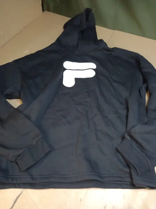 FILA EMBROIDED LOGO CROP HOODIE - BLACK - 2XL