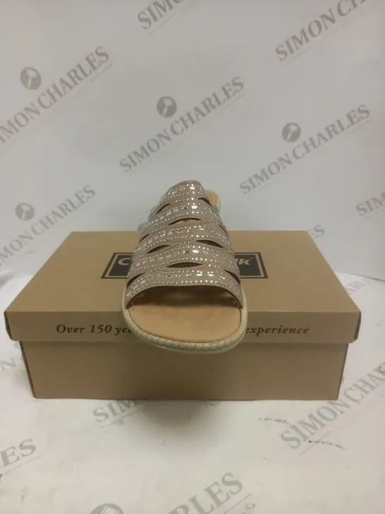 BOXED CUSHION WALK DIAMANTE MULE SHOES - 7