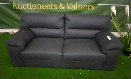 DESIGNER DANIELLE BLACK FAUX LEATHER THREE SEATER SOFA