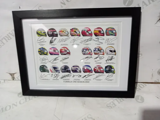 FRAMED SIGNED FORMULA ONE 2022 SEASON HELMETS PRINT