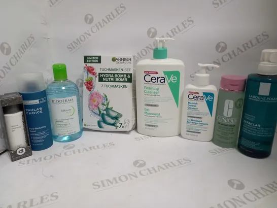 LOT OF 8 SKINCARE ITEMS FOR OILY SKIN, TO INCLUDE PAULA'S CHOICE, CLINIQUE, LA ROCHE POSAY, ETC