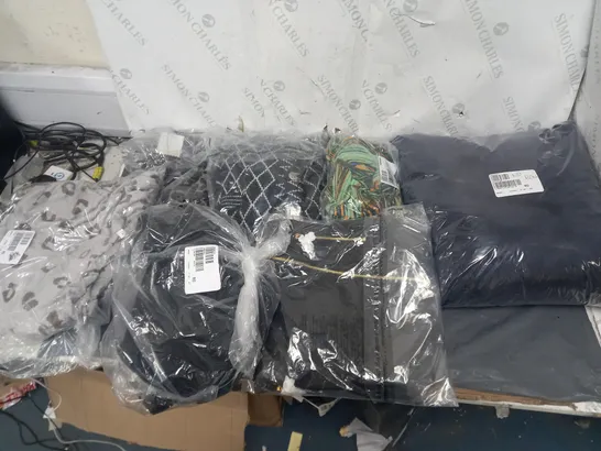 BOX OF APPROXIMATELY 10 ASSORTED BAGGED PIECES OF CLOTHING IN VARIOUS STYLES, SIZES, AND BRANDS 