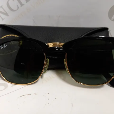 RAY-BAN CLUBMASTER BLACK/GOLD SUNGLASSES