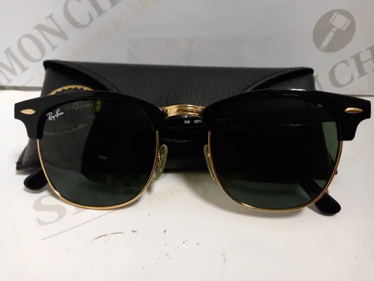 RAY-BAN CLUBMASTER BLACK/GOLD SUNGLASSES