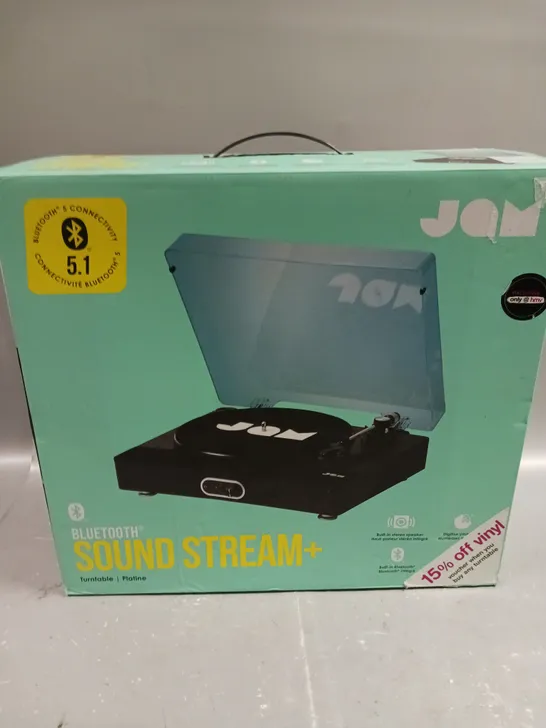 4 X BOXED JAM SOUND STREAM+ BLUETOOTH ENABLED TURNTABLES IN BLACK