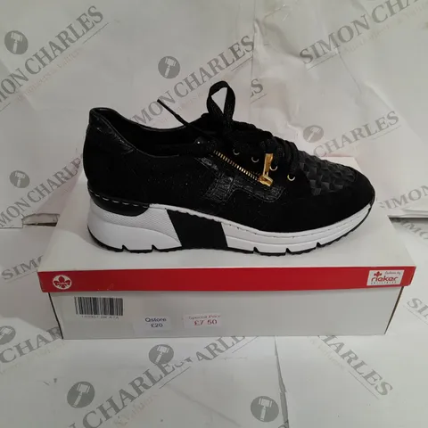 BOXED RIEKER BLACK CASUAL TRAINERS SIZE 7