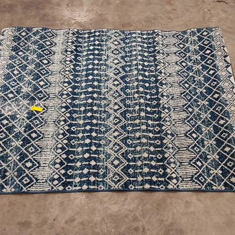 DONAWAY BLUE MOROCCAN TILE POWER LOOM RUG // 120 X 170CM