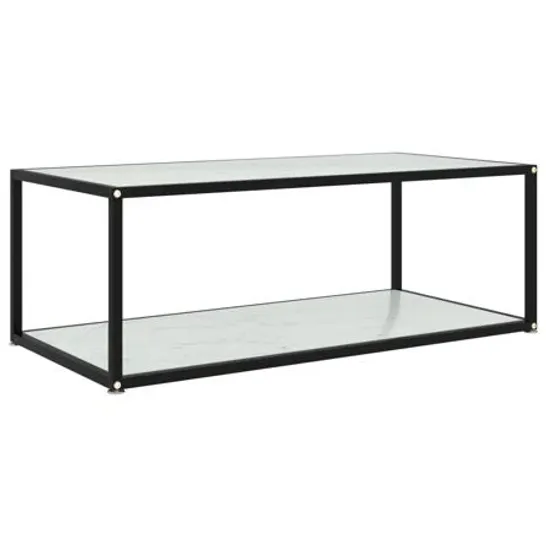 BOXED EBERN DESIGNS TEA TABLE BLACK AND TEMPERED GLASS