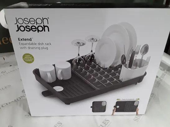 BOXED JOSEPH JOSEPH EXTEND DISH RACK WITH DRAINING PLUG