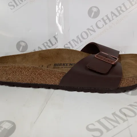 BOXED PAIR OF BIRKENSTOCK OPEN TOE SANDALS IN BROWN EU SIZE 41