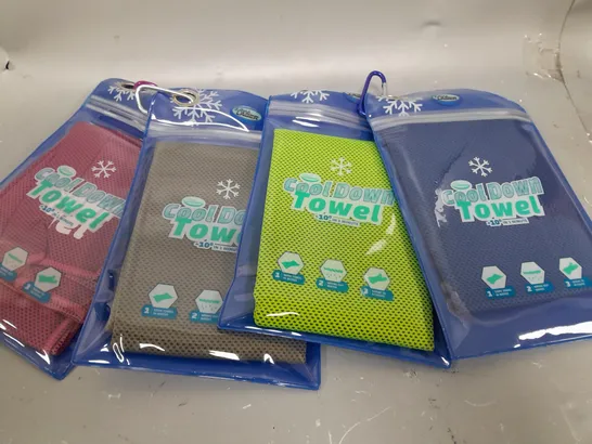 BOXED AQUA LASER SET OF 4 COOL DOWN TOWELS