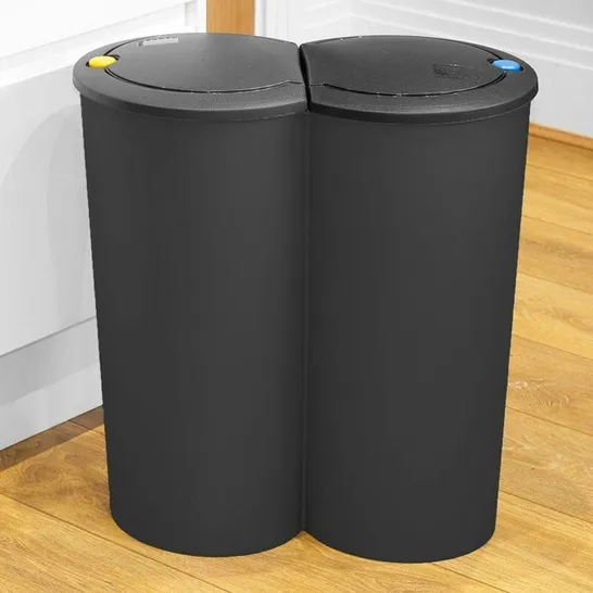 50 LITRE TOUCH TOP RUBBISH BIN - JET BLACK