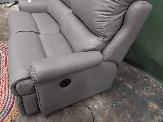 QUALITY BRITISH DESIGNER G PLAN NEWMARKET POWER RECLINING TWO SEATER SOFA DALLAS CHARCOAL LEATHER
