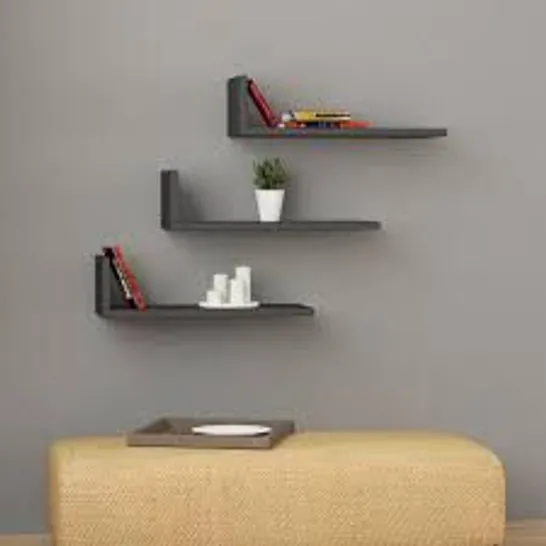 BOXED  SHAPE MODERN FLOATING SHELF MOCHA GREY 14CM LIGHT MOCKA