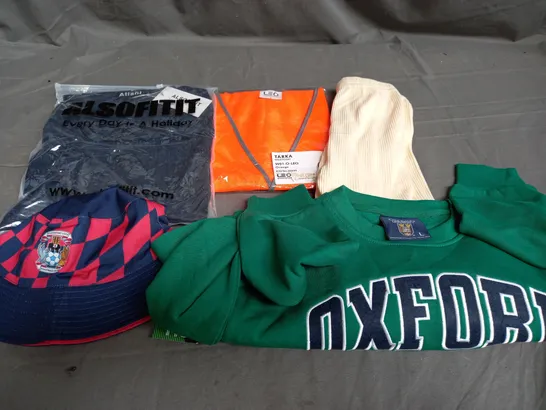 BOX OF APPROXIMATELY 25 ASSORTED CLOTHING ITEMS TO INCLUDE - JUMPER , HAT , TROUSERS ETC