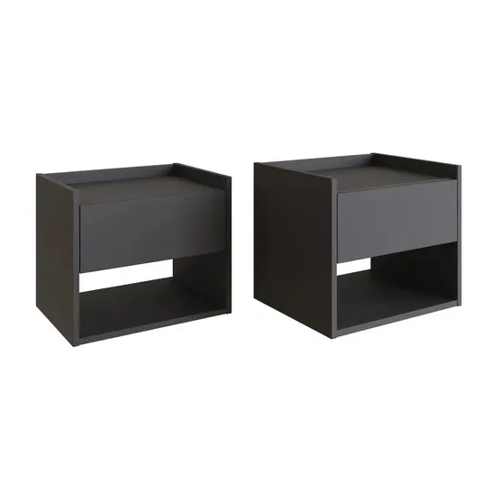 BOXED PAIR OF BEARE 1-DRAWER BEDSIDE TABLES - DARK GREY (1 BOX)