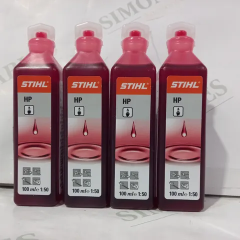 LOT OF 4 STIHL HP 2-STROKE ENGINE OIL 100ML BOTTLES