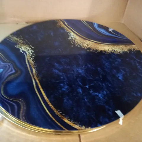 PATTERNED CIRCULAR TABLE WITH GOLD LOOK FRAME - 74CM