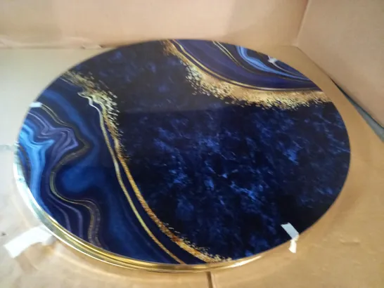 PATTERNED CIRCULAR TABLE WITH GOLD LOOK FRAME - 74CM