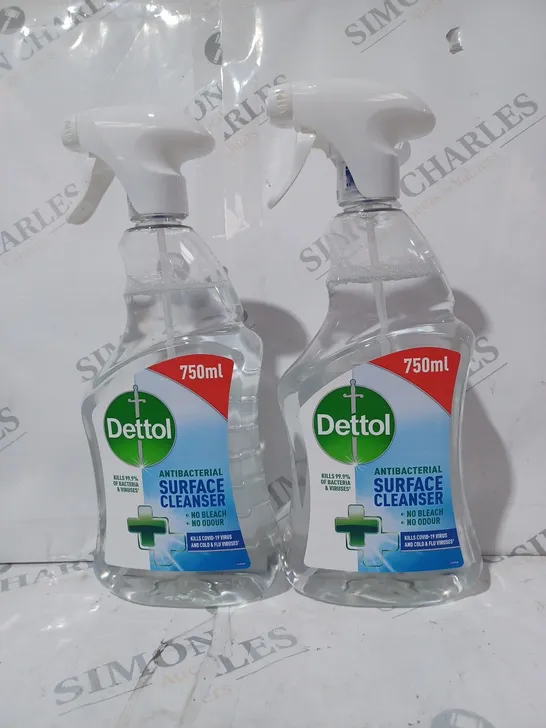 SET OF 2 DETTOL 750ML ANTIBACTERIAL SURFACE CLEANER BOTTLES