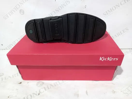 BOXED PAIR OF KICKERS LACE UP SHOES IN BLACK UK SIZE 4