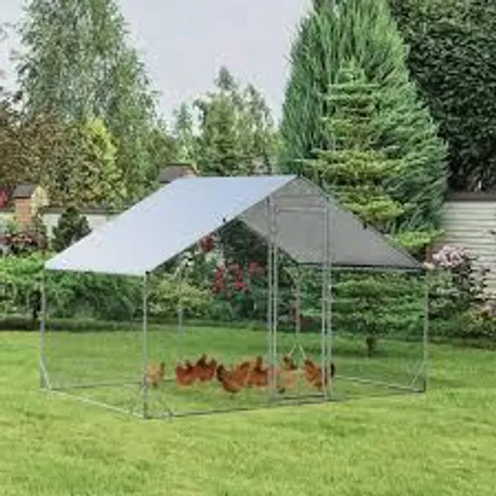 BOXED COSTWAY LARGE WALK-IN CHICKEN COOP RUN GALVANIZED STEEL FRAME YARD OUTDOOR