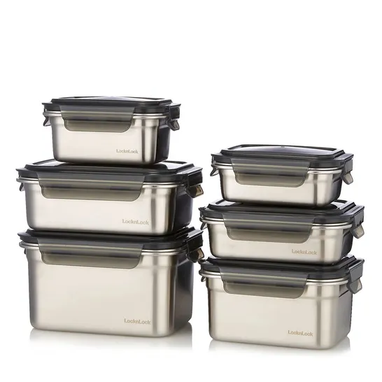 OUTLET LOCK & LOCK 6 PIECE STACKABLE STAINLESS CONTAINER SET