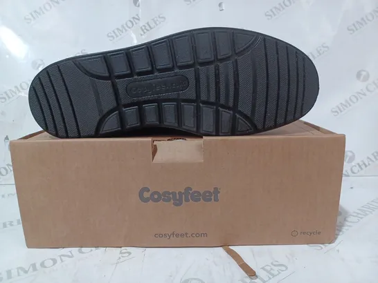 BOXED PAIR OF COSYFEET SHOES IN BLACK UK SIZE 12.5