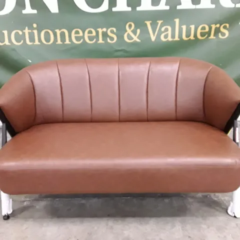 QUALITY DESIGNER CAMPTOWN 2 SEATER SOFA - BROWN LEATHER