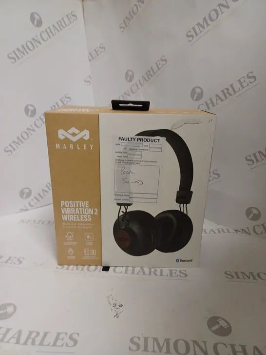 BOXED HOUSE OF MARLEY POSITIVE VIBRATIONS 2 WIRELESS BLUETOOTH HEADPHONES